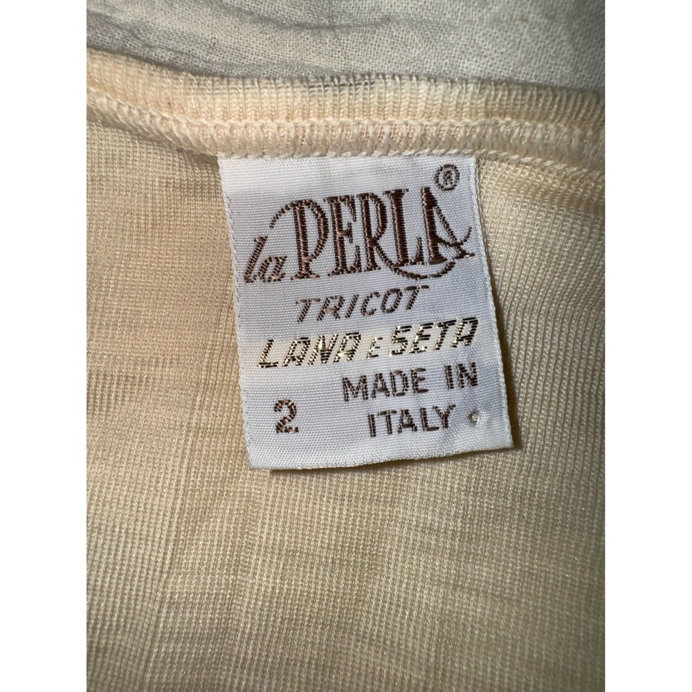 La Perla vintage tricot‎ Seta wool silk blend lace trim top - Picture 5 of 6